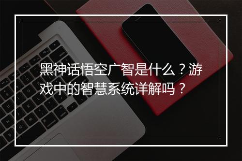 黑神话悟空广智是什么？游戏中的智慧系统详解吗？