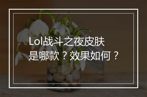 Lol战斗之夜皮肤是哪款？效果如何？