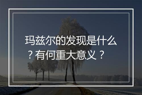 玛兹尔的发现是什么？有何重大意义？