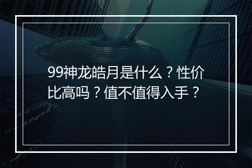 99神龙皓月是什么？性价比高吗？值不值得入手？
