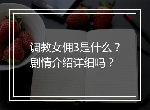 调教女佣3是什么？剧情介绍详细吗？