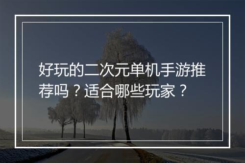 好玩的二次元单机手游推荐吗？适合哪些玩家？