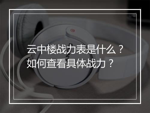 云中楼战力表是什么？如何查看具体战力？