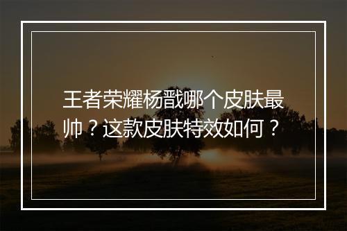 王者荣耀杨戬哪个皮肤最帅？这款皮肤特效如何？