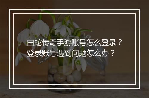 白蛇传奇手游账号怎么登录？登录账号遇到问题怎么办？