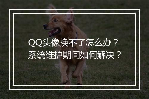 QQ头像换不了怎么办？系统维护期间如何解决？