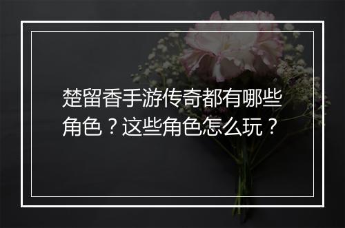楚留香手游传奇都有哪些角色？这些角色怎么玩？