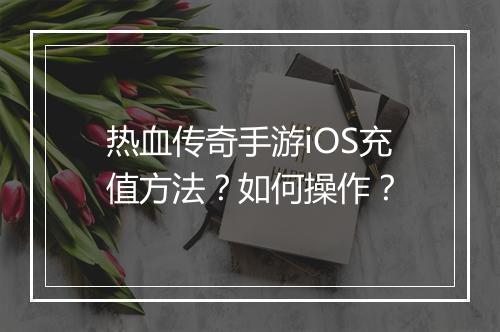 热血传奇手游iOS充值方法？如何操作？