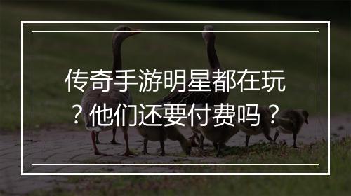 传奇手游明星都在玩？他们还要付费吗？