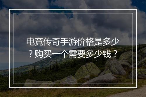 电竞传奇手游价格是多少？购买一个需要多少钱？