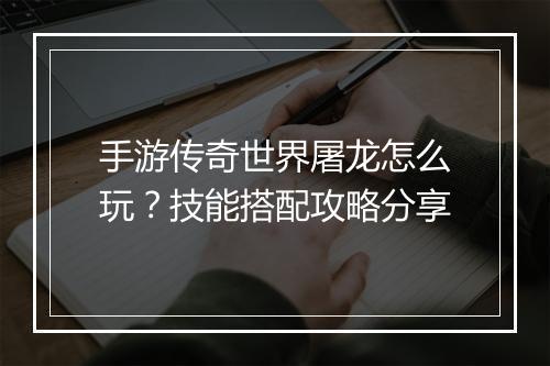 手游传奇世界屠龙怎么玩？技能搭配攻略分享