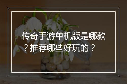 传奇手游单机版是哪款？推荐哪些好玩的？