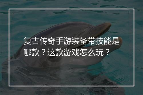复古传奇手游装备带技能是哪款？这款游戏怎么玩？