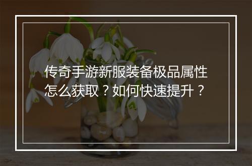 传奇手游新服装备极品属性怎么获取？如何快速提升？