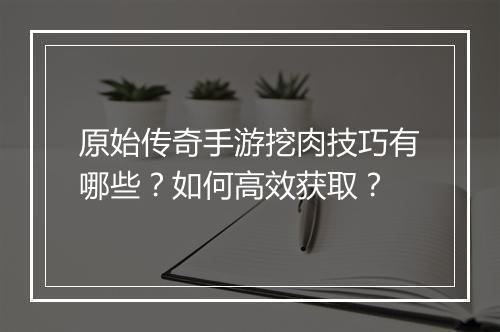 原始传奇手游挖肉技巧有哪些？如何高效获取？