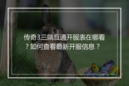 传奇3三端互通开服表在哪看？如何查看最新开服信息？