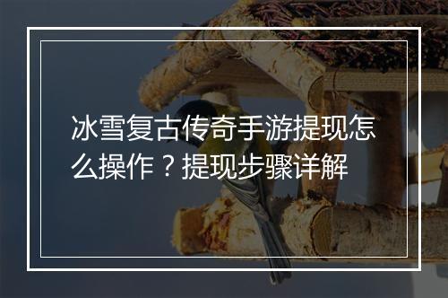 冰雪复古传奇手游提现怎么操作？提现步骤详解