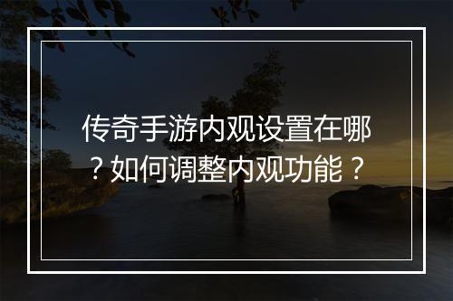 传奇手游内观设置在哪？如何调整内观功能？