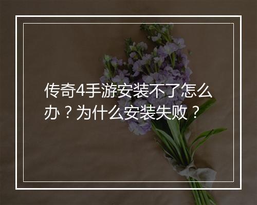 传奇4手游安装不了怎么办？为什么安装失败？