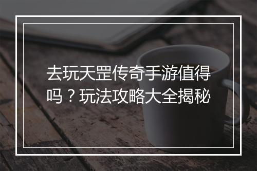 去玩天罡传奇手游值得吗？玩法攻略大全揭秘