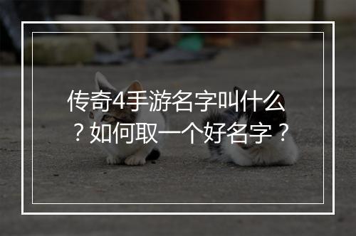 传奇4手游名字叫什么?如何取一个好名字?