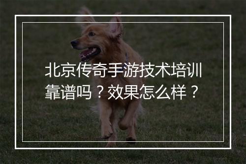北京传奇手游技术培训靠谱吗？效果怎么样？