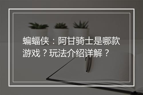 蝙蝠侠：阿甘骑士是哪款游戏？玩法介绍详解？