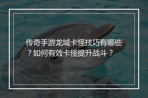 传奇手游龙域卡怪技巧有哪些？如何有效卡怪提升战斗？