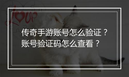 传奇手游账号怎么验证？账号验证码怎么查看？