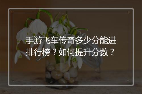 手游飞车传奇多少分能进排行榜？如何提升分数？