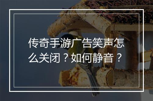 传奇手游广告笑声怎么关闭？如何静音？