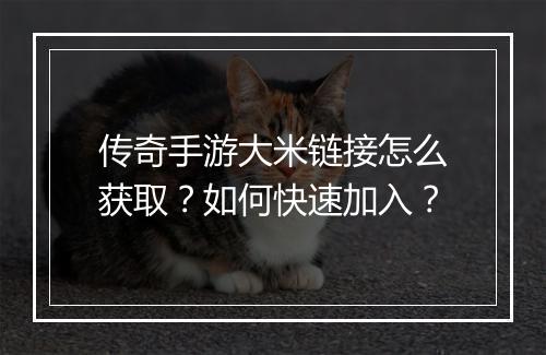 传奇手游大米链接怎么获取？如何快速加入？