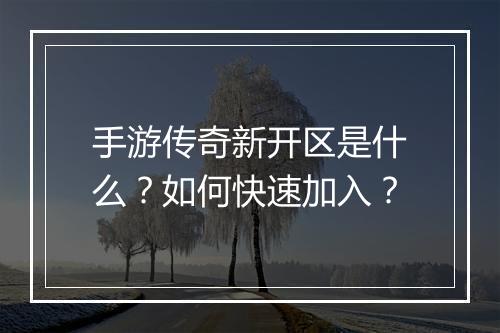 手游传奇新开区是什么？如何快速加入？