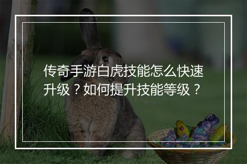 传奇手游白虎技能怎么快速升级？如何提升技能等级？
