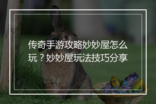 传奇手游攻略妙妙屋怎么玩？妙妙屋玩法技巧分享