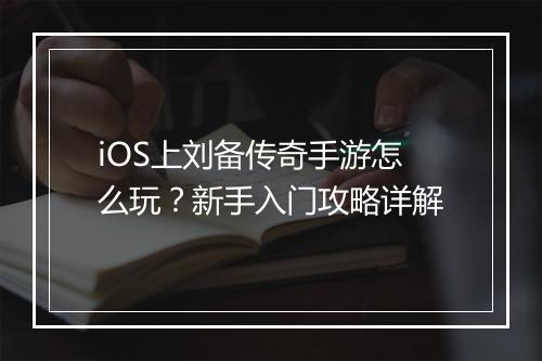 iOS上刘备传奇手游怎么玩？新手入门攻略详解