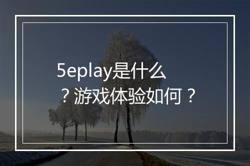 5eplay是什么？游戏体验如何？