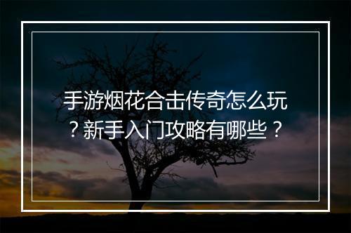 手游烟花合击传奇怎么玩？新手入门攻略有哪些？