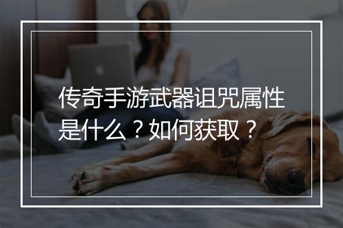 传奇手游武器诅咒属性是什么？如何获取？