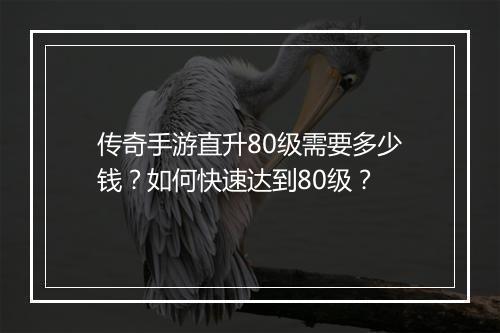传奇手游直升80级需要多少钱？如何快速达到80级？
