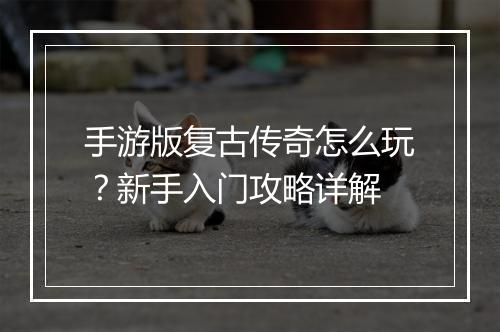 手游版复古传奇怎么玩？新手入门攻略详解