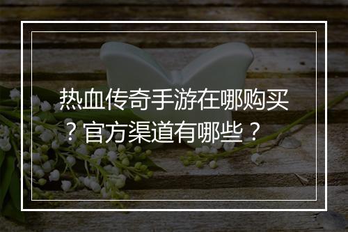 热血传奇手游在哪购买？官方渠道有哪些？