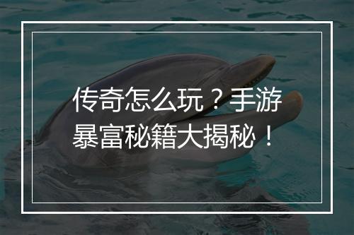 传奇怎么玩？手游暴富秘籍大揭秘！