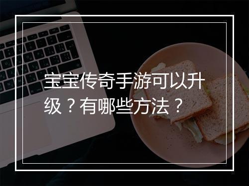 宝宝传奇手游可以升级？有哪些方法？