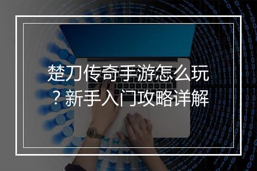 楚刀传奇手游怎么玩？新手入门攻略详解