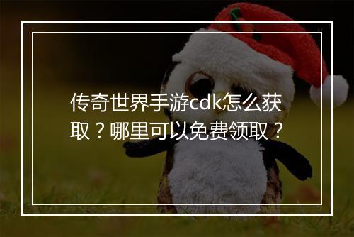 传奇世界手游cdk怎么获取？哪里可以免费领取？