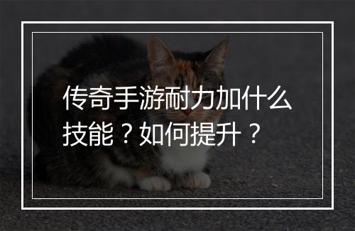 传奇手游耐力加什么技能？如何提升？