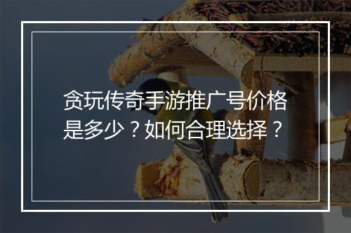 贪玩传奇手游推广号价格是多少？如何合理选择？