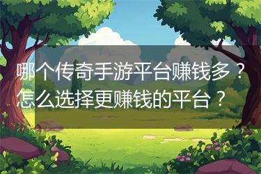 哪个传奇手游平台赚钱多？怎么选择更赚钱的平台？