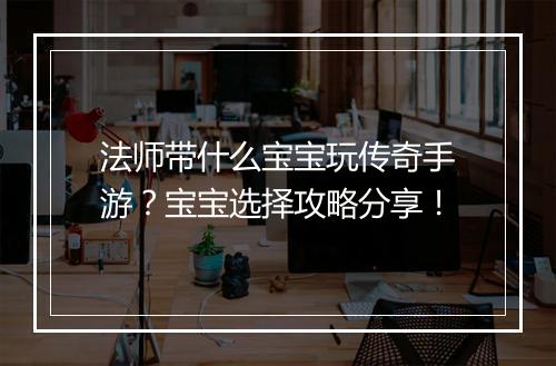 法师带什么宝宝玩传奇手游？宝宝选择攻略分享！